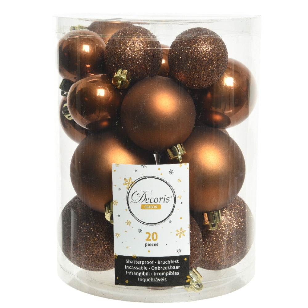 Weihnachtskugel Bruchfest Zimt 6 cm Glanz Matt Glitter Mix