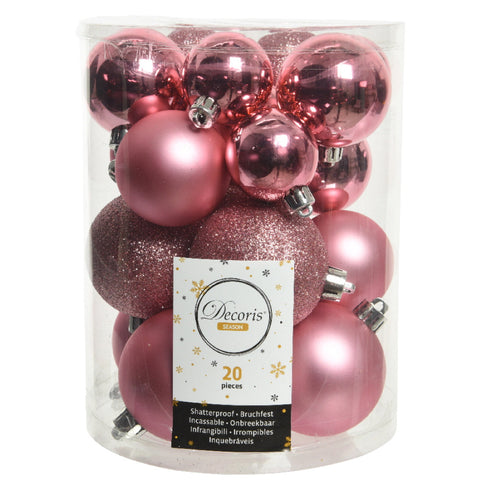 Weihnachtskugel Bruchfest Rosa 6 cm Glanz Matt Glitter Mix