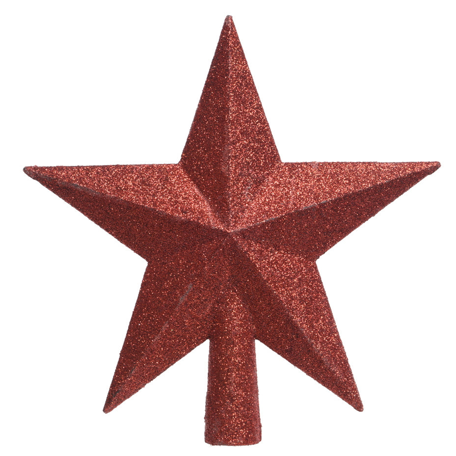 Baumspitze Stern Bruchfest Rot Glitter 19 x 19 cm